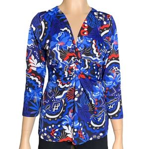 Tommy Bahama Womens Floral V Neck Blouse Size Small